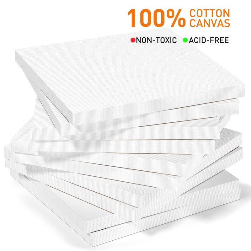 GOTIDEAL Stretched Canvases for Painting, 6x6"" Inch Set of 7, Primed White - 100% Cotton Blank Art Square Canvas Boards for Painting for Acrylic Pouring, Oil Paint Dry & Wet Art Media - Image 3